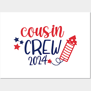 Cousin Crew 2024 Firecracker Red White Blue 4th of July Posters and Art